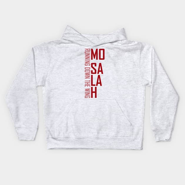 Mo Salah Running Down The Wing Kids Hoodie by Alimator